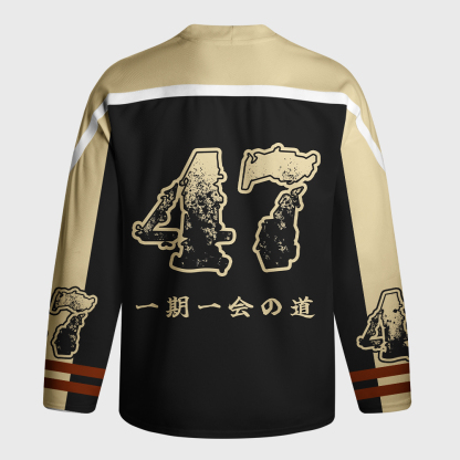Tokyo-Tiger Retro Raccoon Samurai Long-Sleeve Hockey Jersey