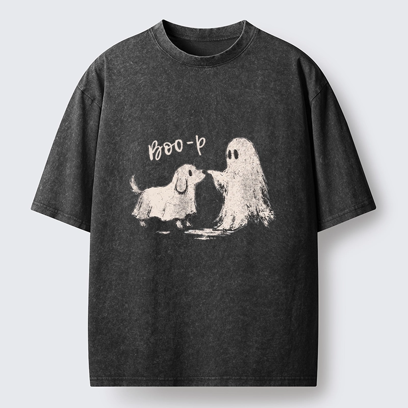 Tokyo-Tiger Funny Ghost Puppy Boo Washed T-Shirt