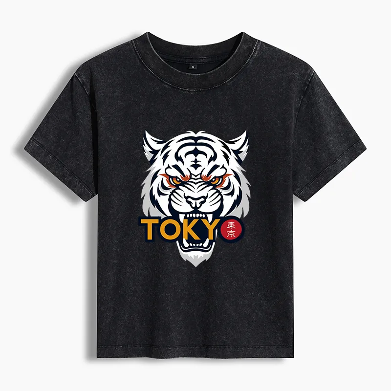 Tokyo-Tiger Logo Women's Washed T-shirt