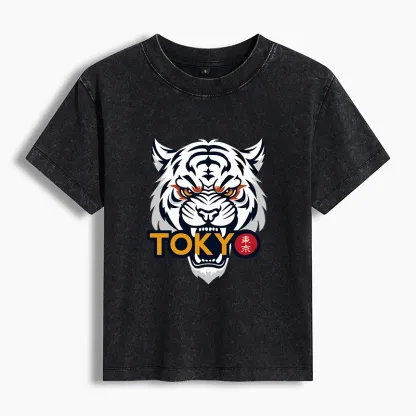 Tokyo-Tiger Logo Women's Washed T-shirt