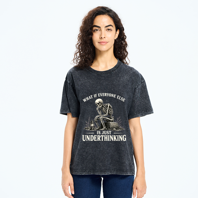Tokyo-Tiger Skeleton Deep Thought Meme Washed T-Shirt