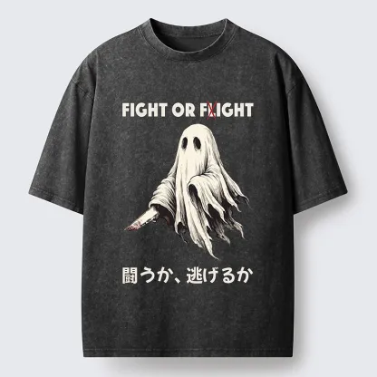 Tokyo‑Tiger Funny Ghost Knife Meme Washed T‑Shirt