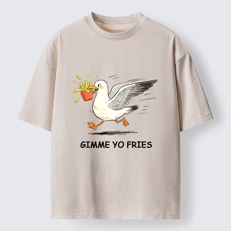 Tokyo-Tiger Funny Seagull Fries Meme Washed T-Shirt