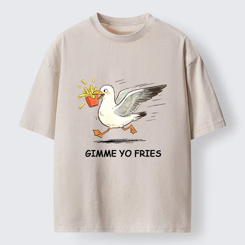 Tokyo-Tiger Funny Seagull Fries Meme Washed T-Shirt