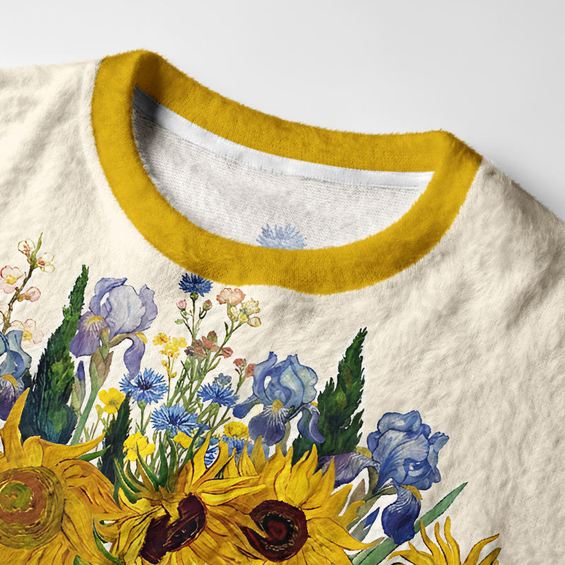 Tokyo-Tiger Floral Van Gogh Fuzzy Christmas Ugly Sweatshirt