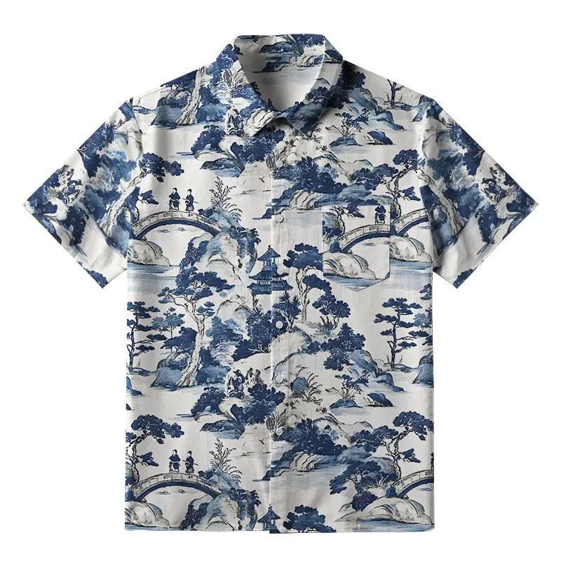 Tokyo-Tiger Bridge Over Tranquil Waters Button-up Shirt