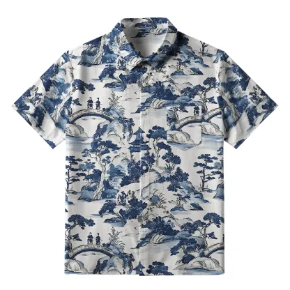 Tokyo-Tiger Bridge Over Tranquil Waters Button-up Shirt