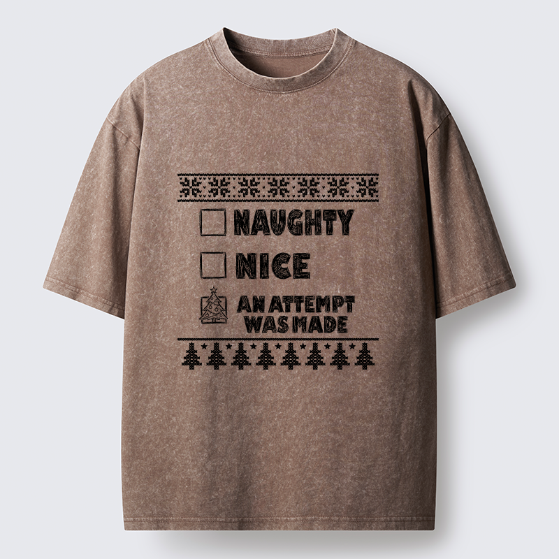 Tokyo-Tiger Santa Checklist Funny Meme Washed T-Shirt