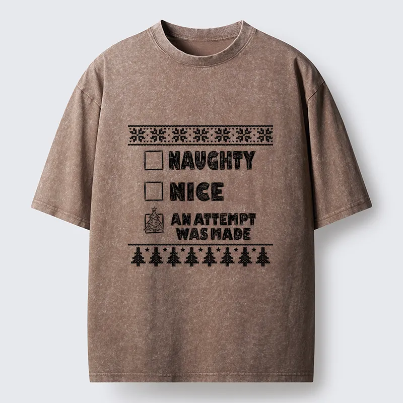 Tokyo-Tiger Santa Checklist Funny Meme Washed T-Shirt