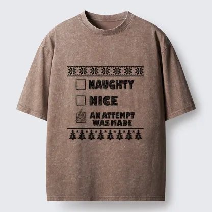 Tokyo-Tiger Santa Checklist Funny Meme Washed T-Shirt