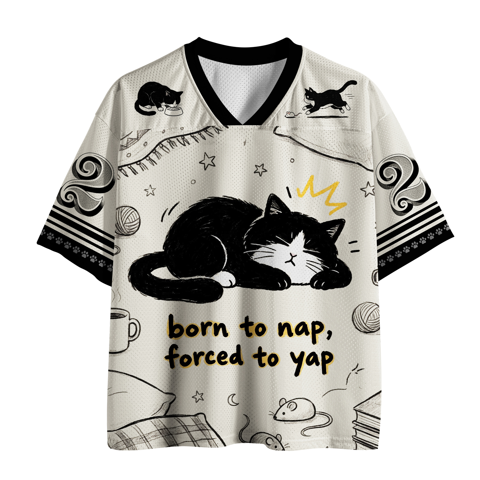 Tokyo-Tiger Cute Lazy Cat Funny Meme Mesh Jersey
