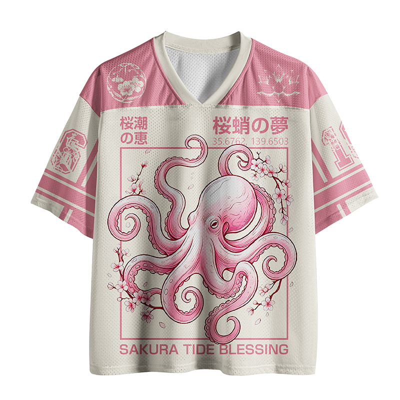 Tokyo-Tiger Octopus Sakura Waltz Mesh Jersey