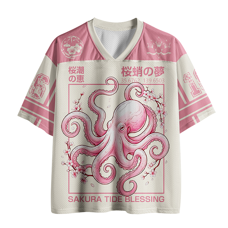 Tokyo-Tiger Octopus Sakura Waltz Mesh Jersey
