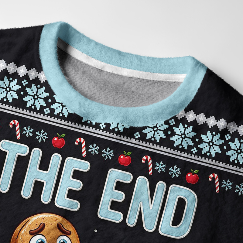Tokyo-Tiger The End Is Near Gingerbread Man Fuzzy Christmas Ugly Sweatshirt