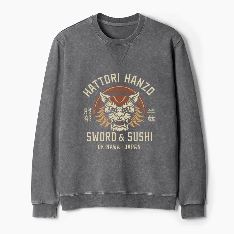 Tokyo-Tiger Hattori Lion Japanese Samurai Washed Terry Sweatshirt