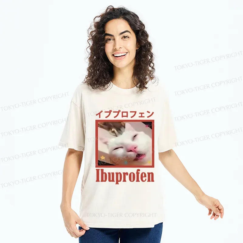 Tokyo-Tiger Cat Took Ibuprofen Washed T-Shirt