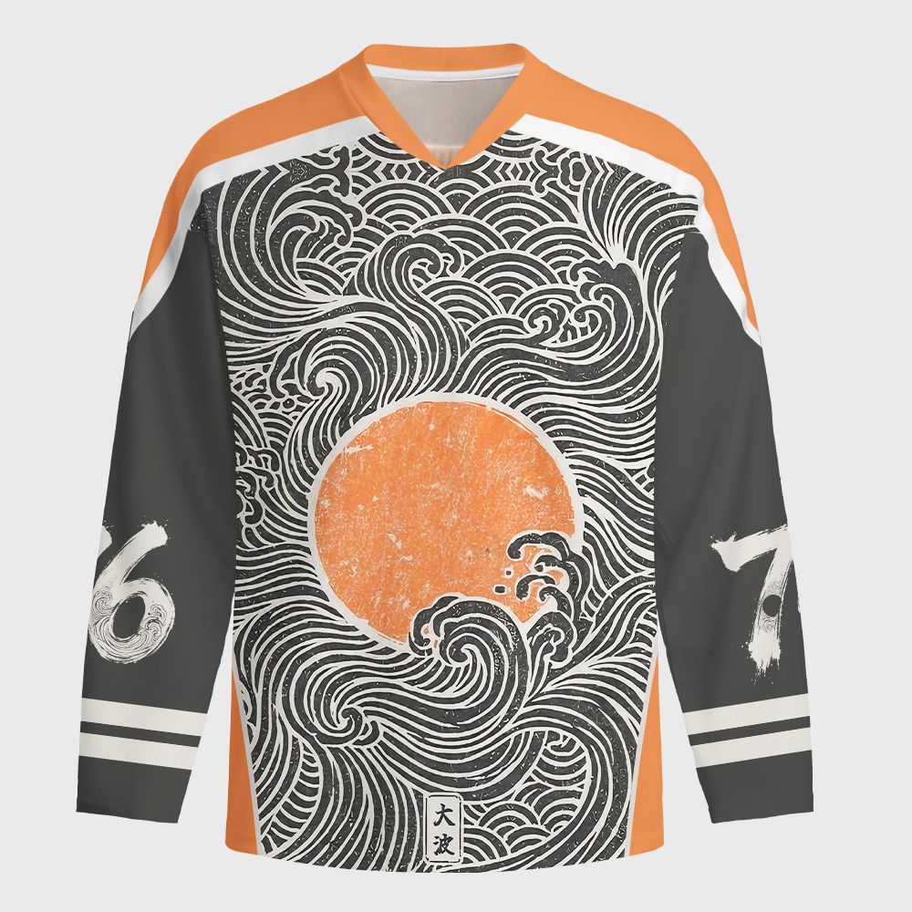 Tokyo-Tiger Great Wave Sunset Long-Sleeve Hockey Jersey