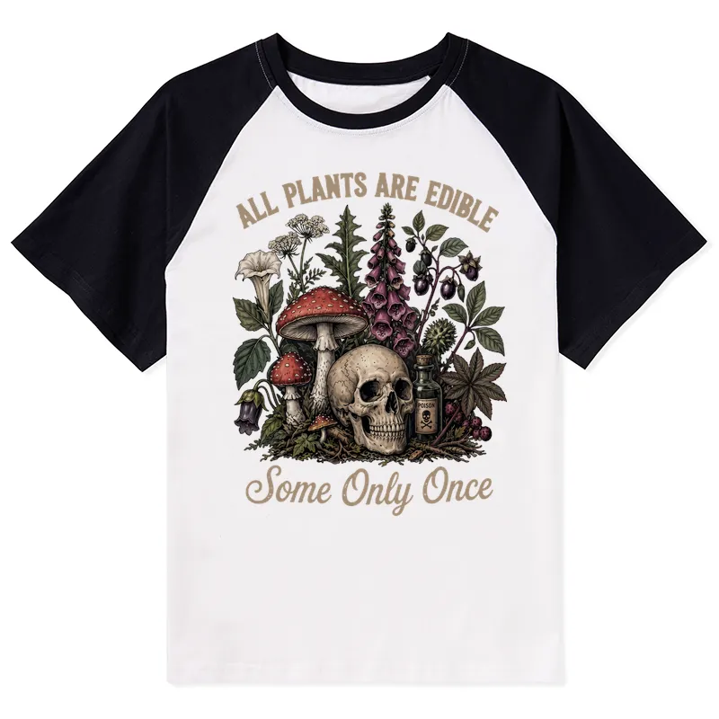 Tokyo-Tiger Poisonous Plants And Skull Dark Humor Raglan T-shirt