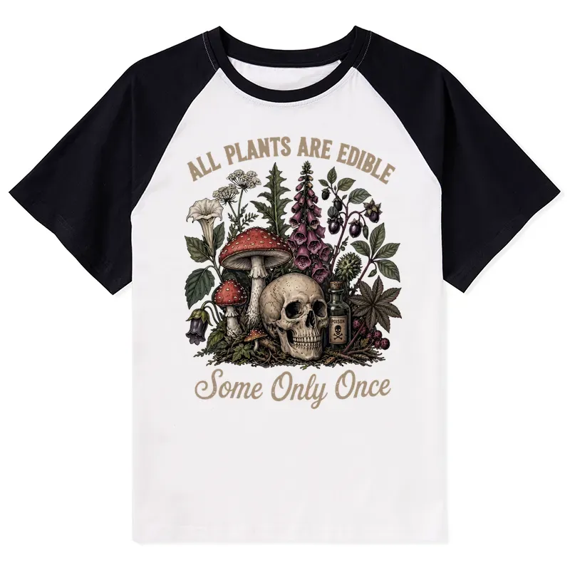 Tokyo-Tiger Poisonous Plants And Skull Dark Humor Raglan T-shirt