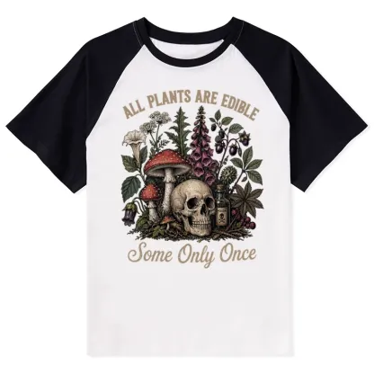 Tokyo-Tiger Poisonous Plants And Skull Dark Humor Raglan T-shirt
