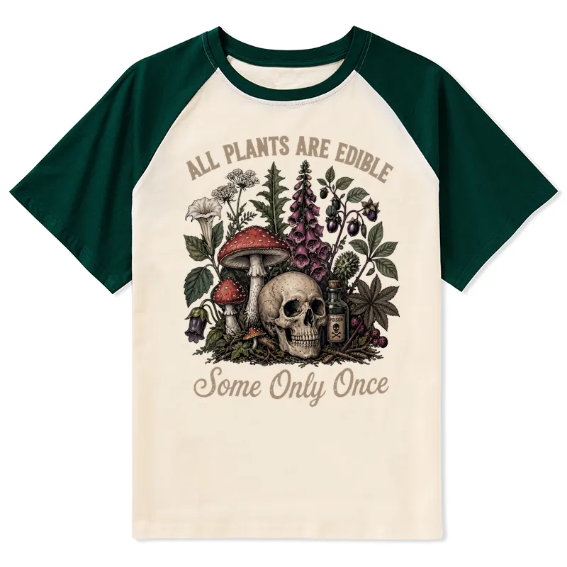 Tokyo-Tiger Poisonous Plants And Skull Dark Humor Raglan T-shirt