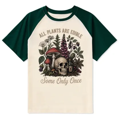 Tokyo-Tiger Poisonous Plants And Skull Dark Humor Raglan T-shirt