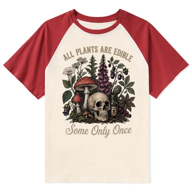 Tokyo-Tiger Poisonous Plants And Skull Dark Humor Raglan T-shirt