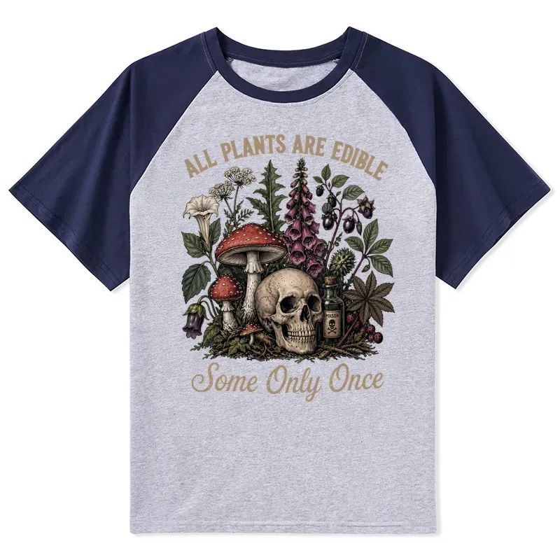 Tokyo-Tiger Poisonous Plants And Skull Dark Humor Raglan T-shirt