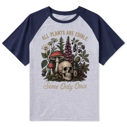Tokyo-Tiger Poisonous Plants And Skull Dark Humor Raglan T-shirt