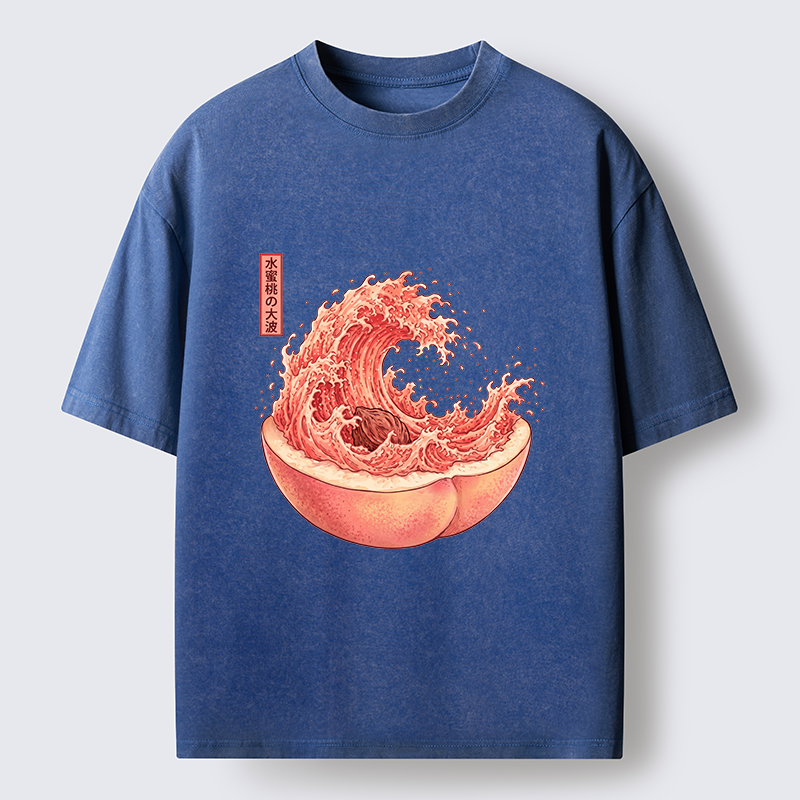 Tokyo-Tiger Vintage Peach Wave Washed T-Shirt