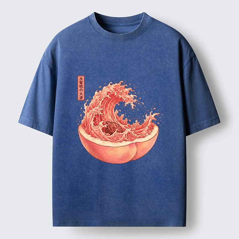 Tokyo-Tiger Vintage Peach Wave Washed T-Shirt