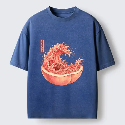 Tokyo-Tiger Vintage Peach Wave Washed T-Shirt