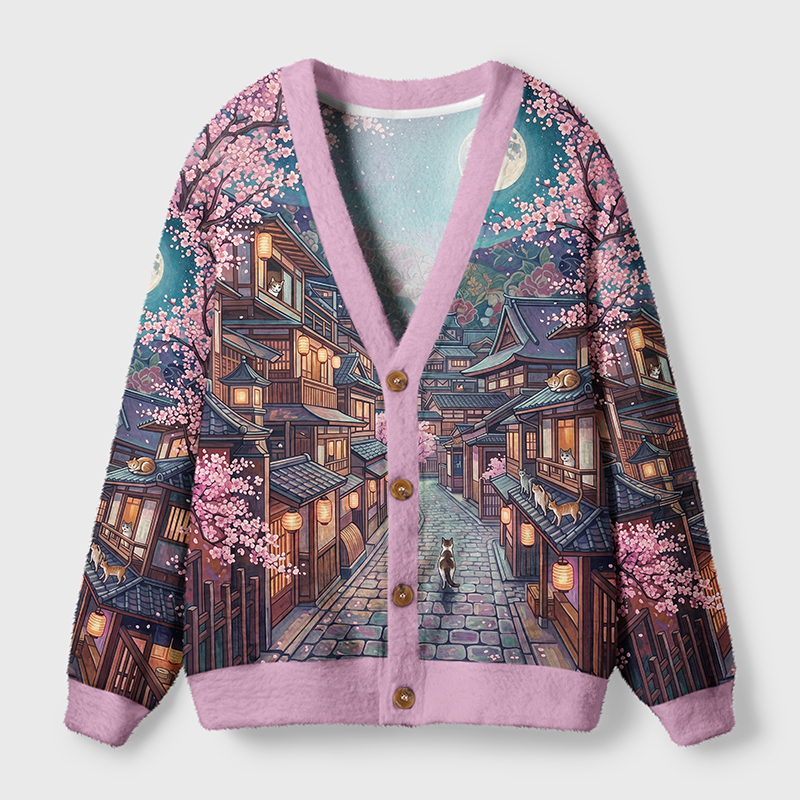 Tokyo-Tiger Cats Of Sakura Town Ugly Cardigan Sweater