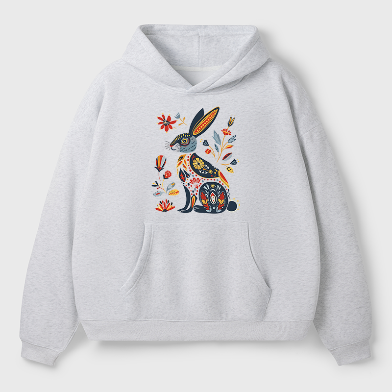 Tokyo-Tiger Folk Hare Bloom Adult Fleece Hoodie