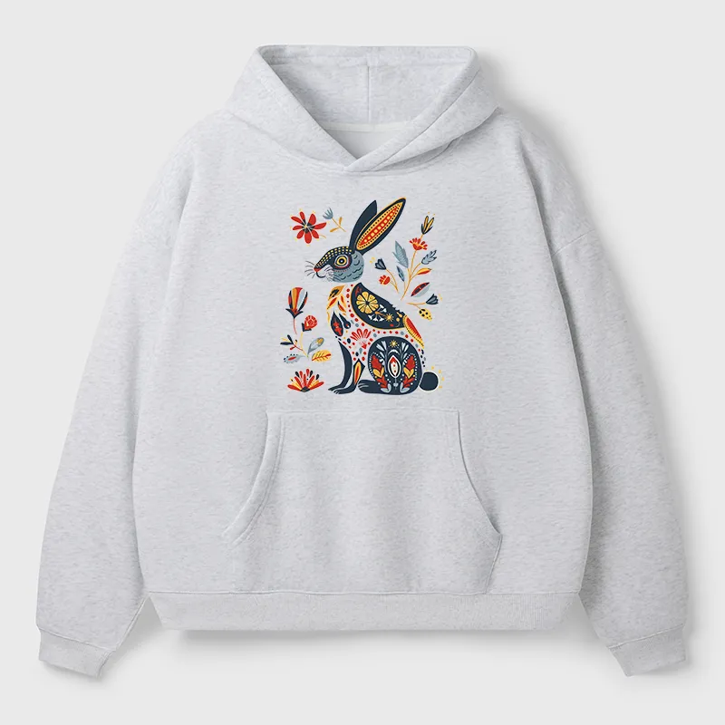 Tokyo-Tiger Folk Hare Bloom Adult Fleece Hoodie