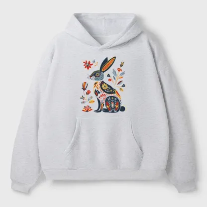 Tokyo-Tiger Folk Hare Bloom Adult Fleece Hoodie
