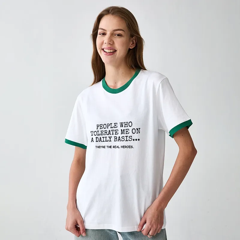 Tokyo-Tiger Anyone Who Puts Up With Me Is A Hero Trim T-Shirt