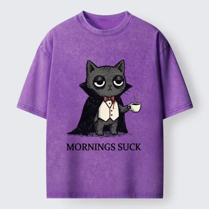 Tokyo-Tiger Funny Night Cat Meme Washed T-Shirt