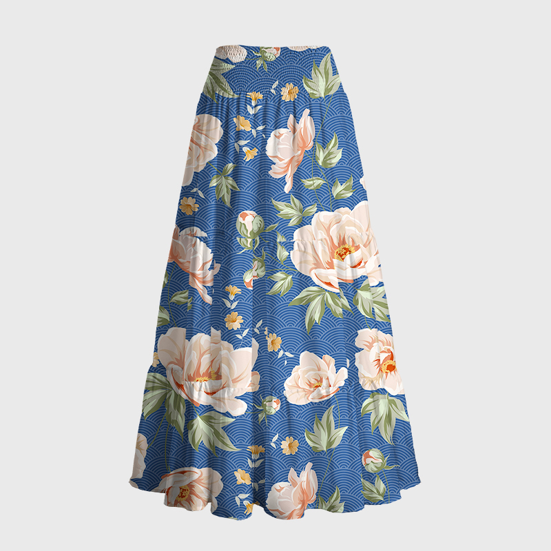 Tokyo-Tiger Flowers In The Waves Maxi Skirt