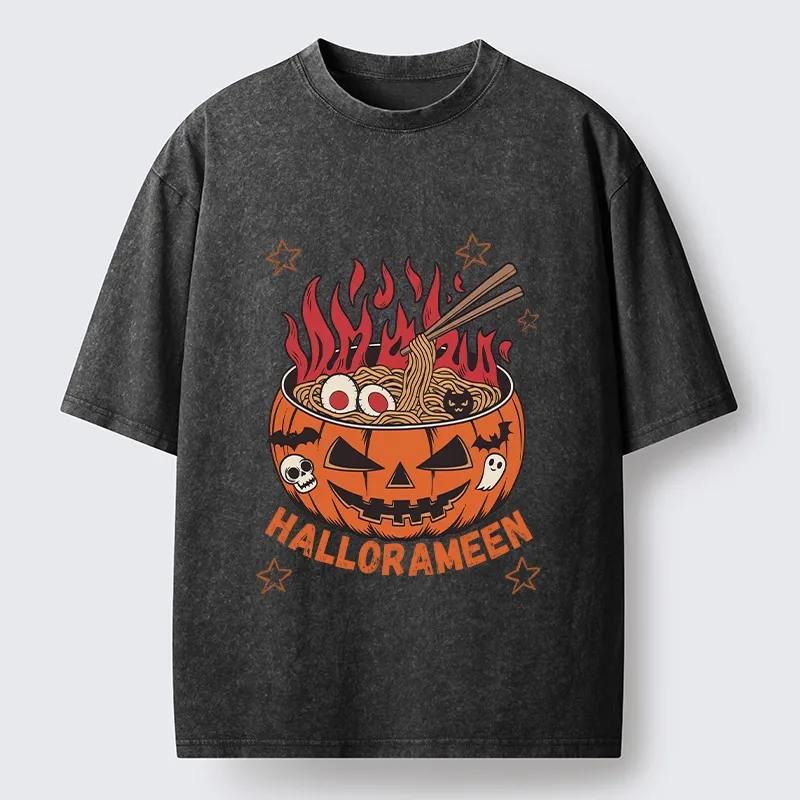 Tokyo‑Tiger Spooky Ramen Bowl Washed T‑Shirt