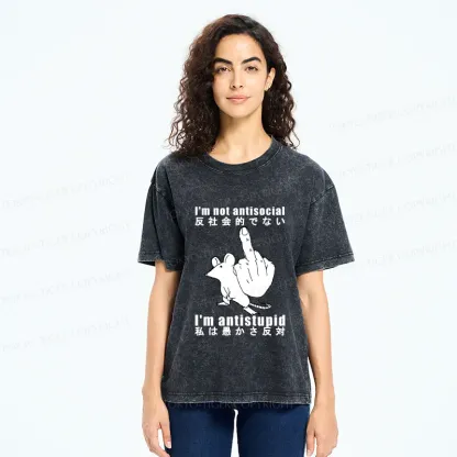Tokyo-Tiger Anti-stupid Mouse Washed T-Shirt