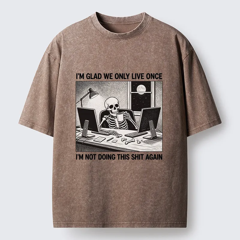 Tokyo-Tiger Funny Skeleton Coffee Break Meme Washed T-Shirt