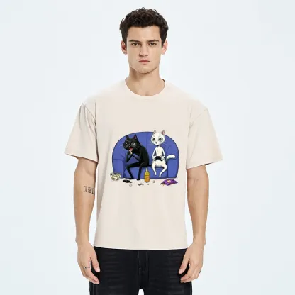 Tokyo-Tiger Two Cats One Couch Endless Fun Washed T-Shirt