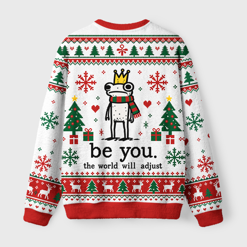 Tokyo-Tiger Crown Frog Stays True To Self Fuzzy Christmas Ugly Sweatshirt