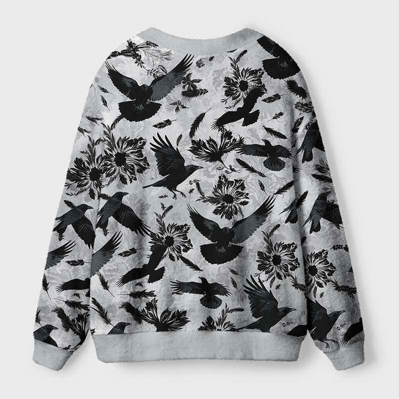 Tokyo-Tiger Crows Amongst Blossoms Ugly Cardigan Sweater