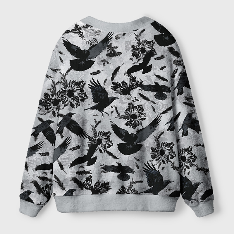 Tokyo-Tiger Crows Amongst Blossoms Ugly Cardigan Sweater