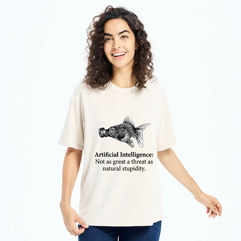 Tokyo-Tiger Natural Stupidity Beats AI Every Time Washed T-Shirt