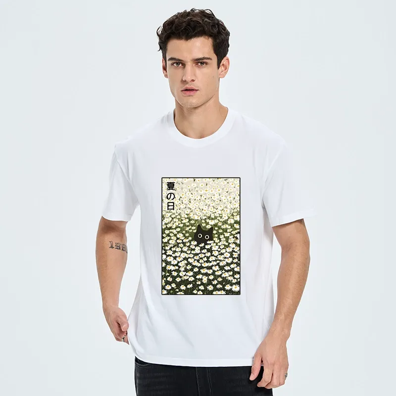 Tokyo-Tiger Summer Day Daisies Black Cat Classic T-Shirt