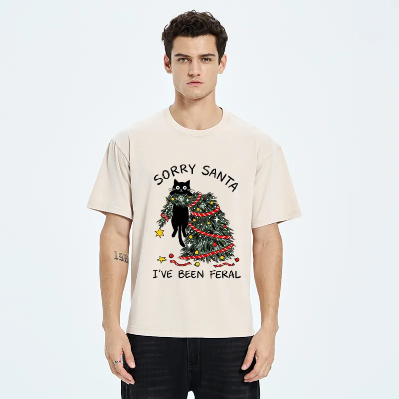 Tokyo-Tiger Funny Wild Cat Christmas Chaos Washed T-Shirt