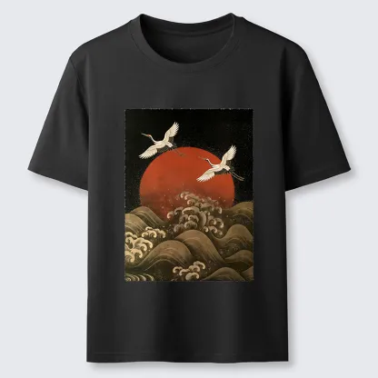 Tokyo-Tiger Japanese Crane Wave Art Classic T-Shirt